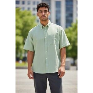 Croft & Barrow Oxford Mens Shirt Size 16 Short Sleeve Button-Down Collar NWT